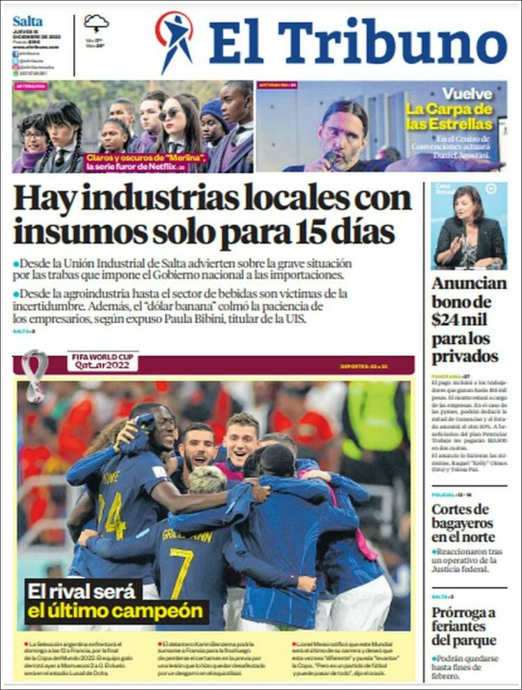 Portada de El Tribuno - Salta (Argentina)
