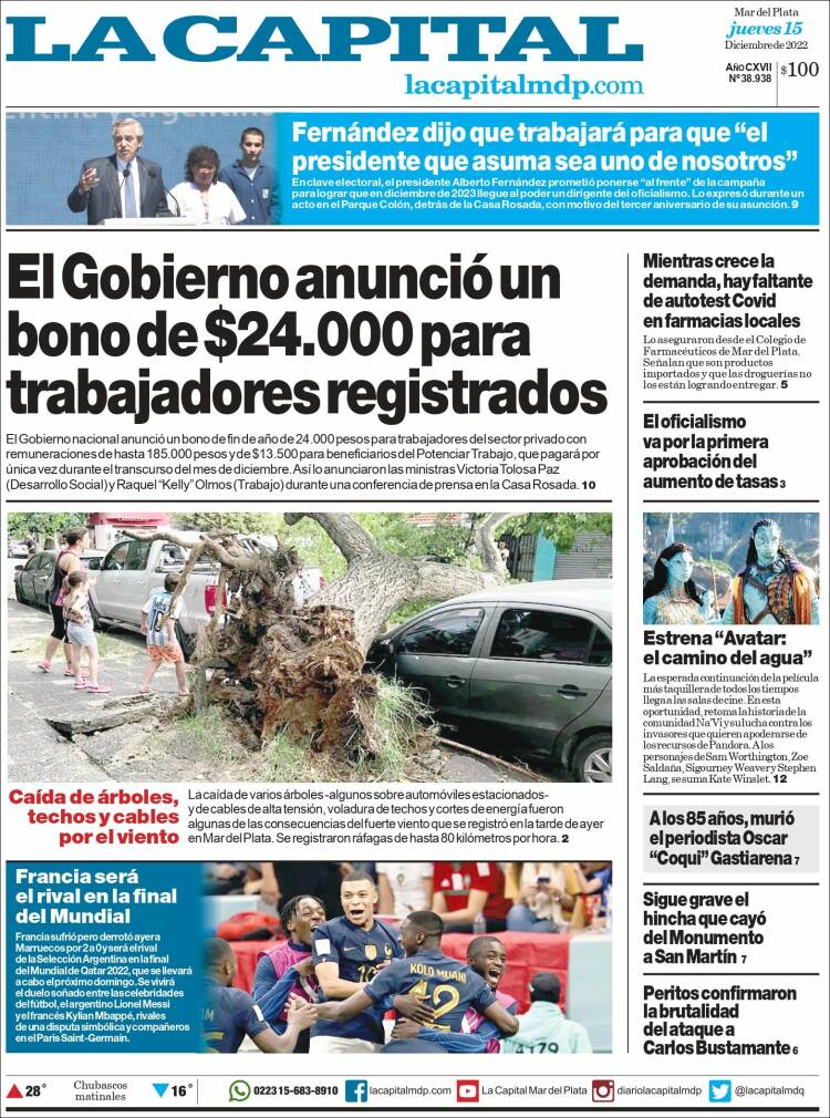Portada de Diario La Capital - Mar del Plata (Argentina)