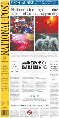 Portada de The National Post (Canada)