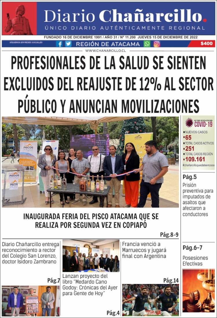 Portada de Diario Chañarcillo (Chile)