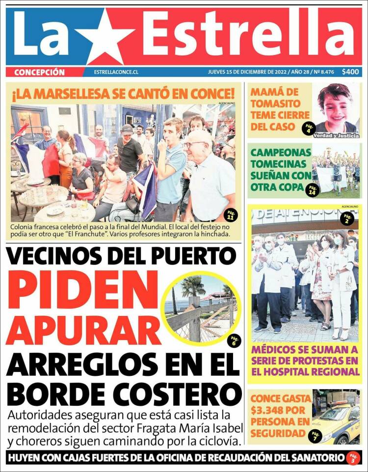 Portada de La Estrella de Concepción (Chile)