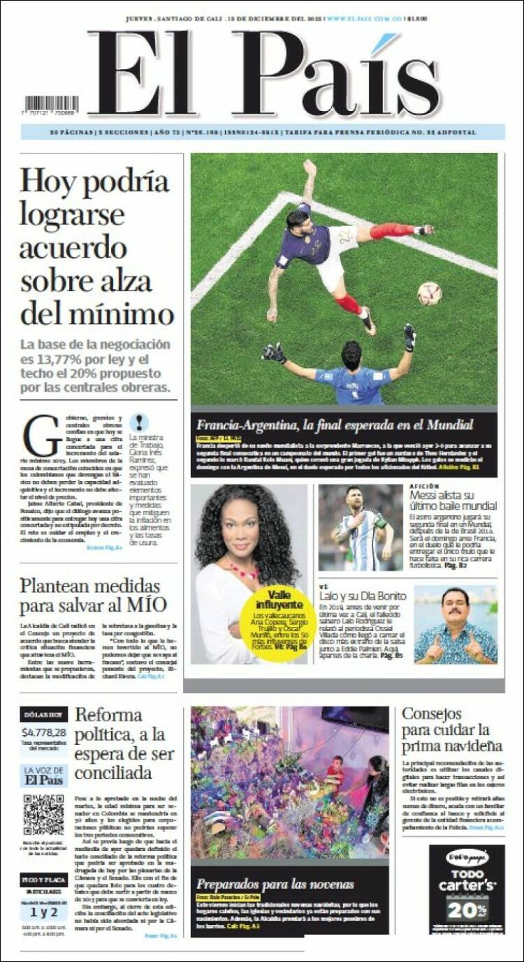 Portada de El País - Cali (Colombia)