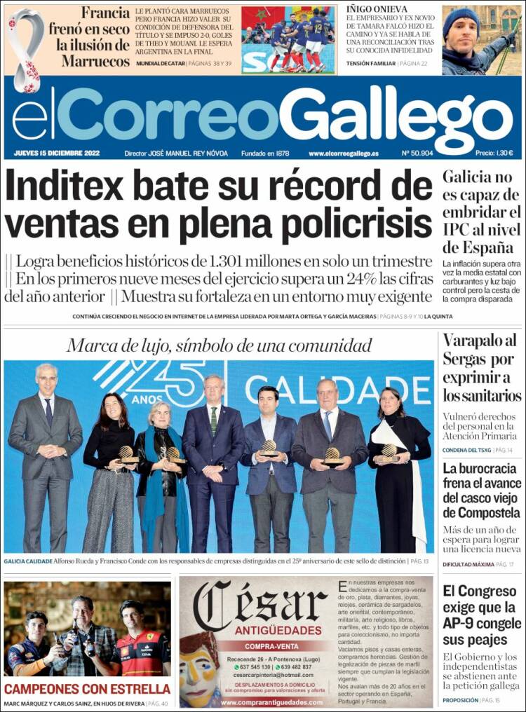 Portada de El Correo Gallego (Espa&ntilde;a)