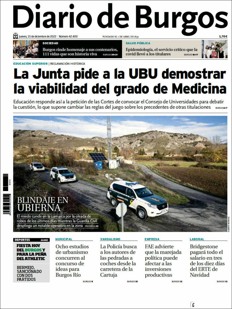 Portada de Diario de Burgos (Espa&ntilde;a)