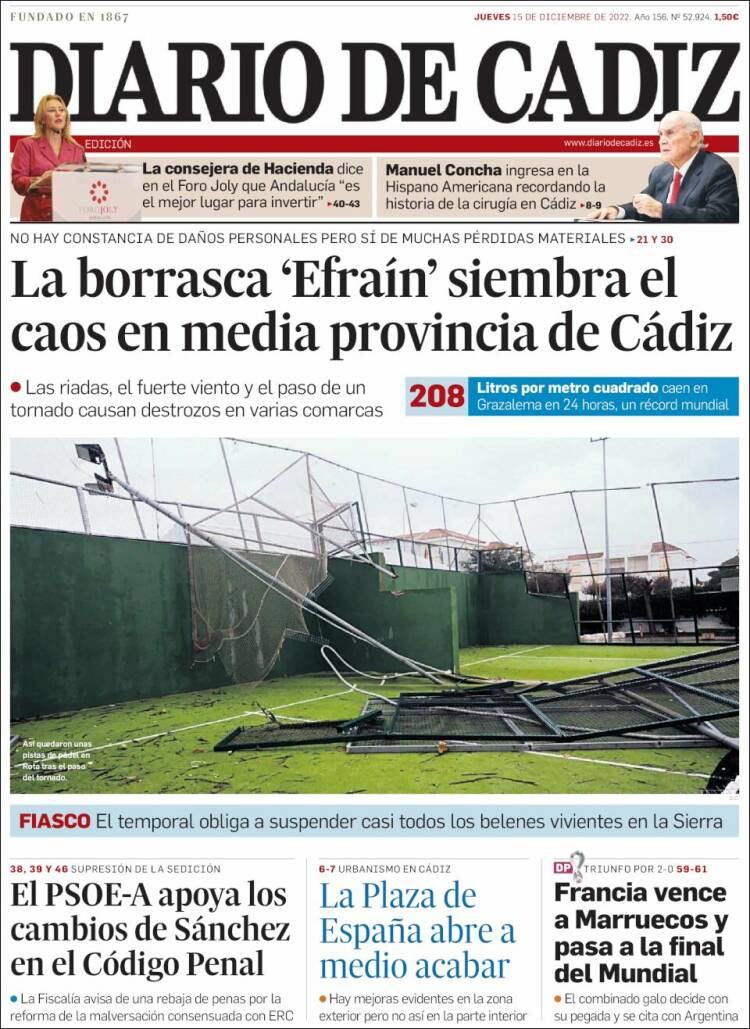 Portada de Diario de Cádiz (Espa&ntilde;a)