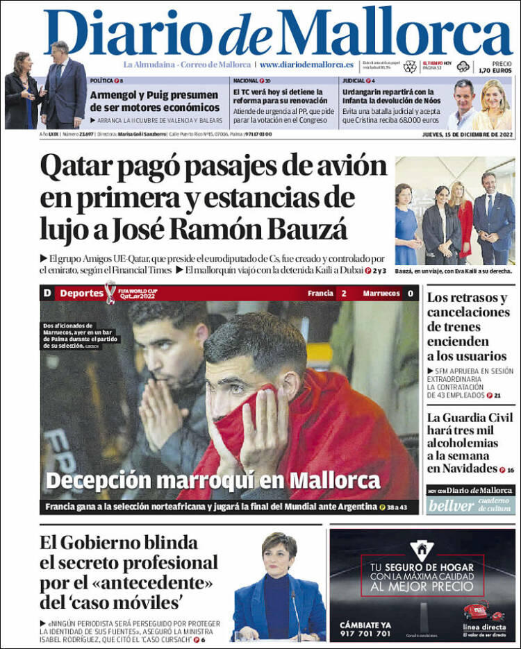 Portada de Diario de Mallorca (Espa&ntilde;a)