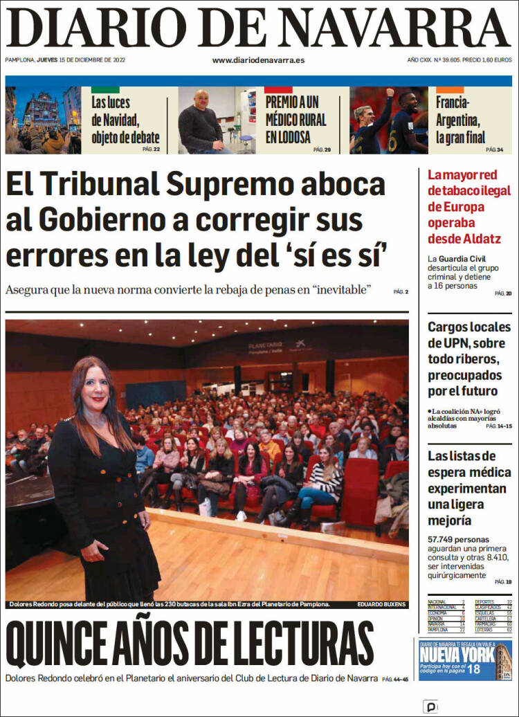 Portada de Diario de Navarra (Espa&ntilde;a)