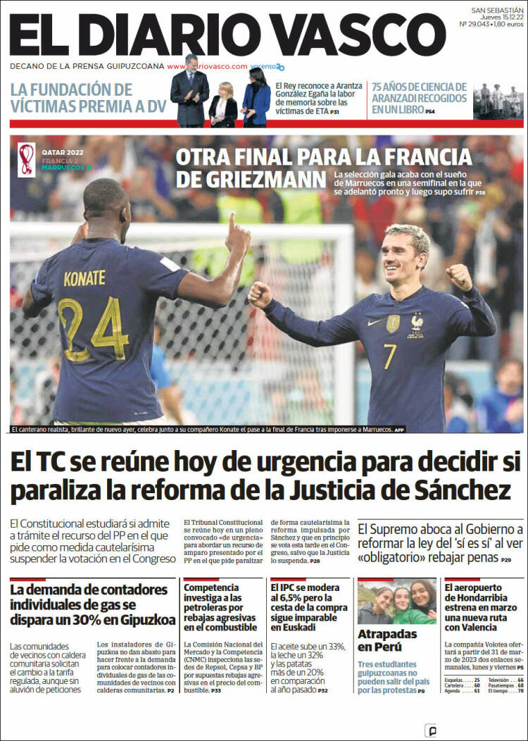 Portada de Diario Vasco (Espa&ntilde;a)