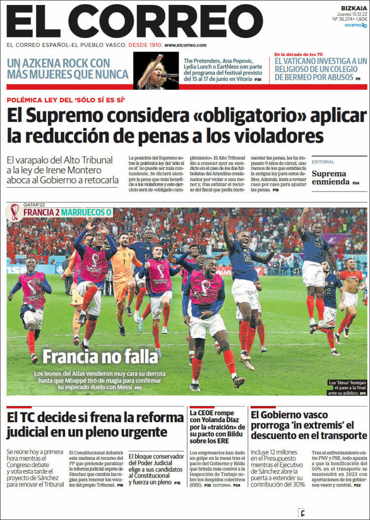 Portada de El Correo (Espa&ntilde;a)