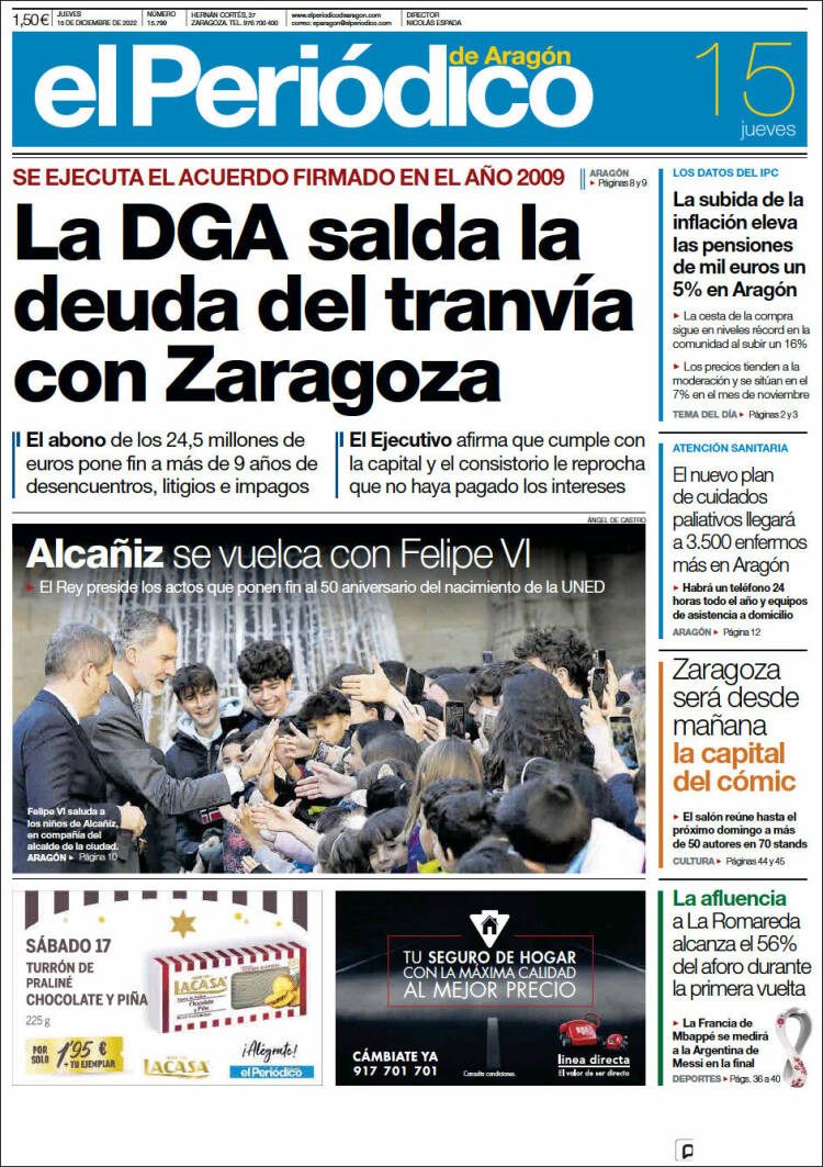 Portada de El Periódico de Aragón (Espa&ntilde;a)