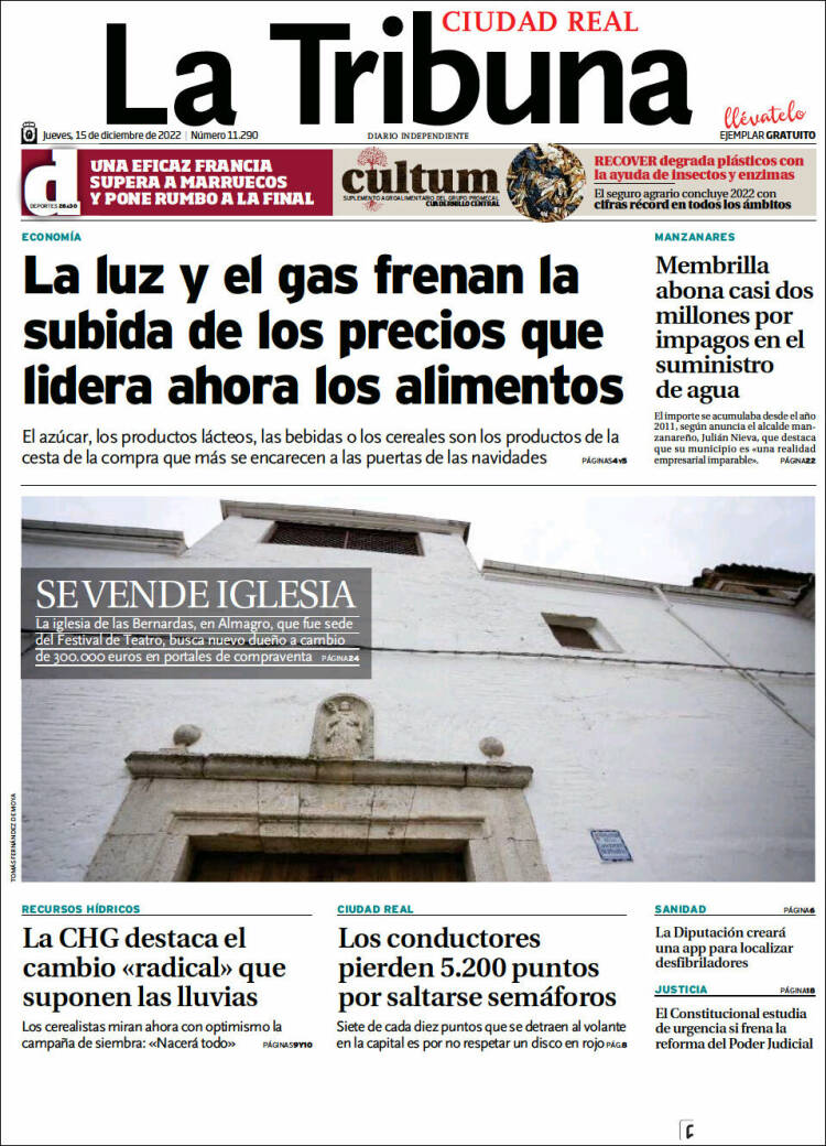 Portada de La Tribuna de Ciudad Real (Espa&ntilde;a)
