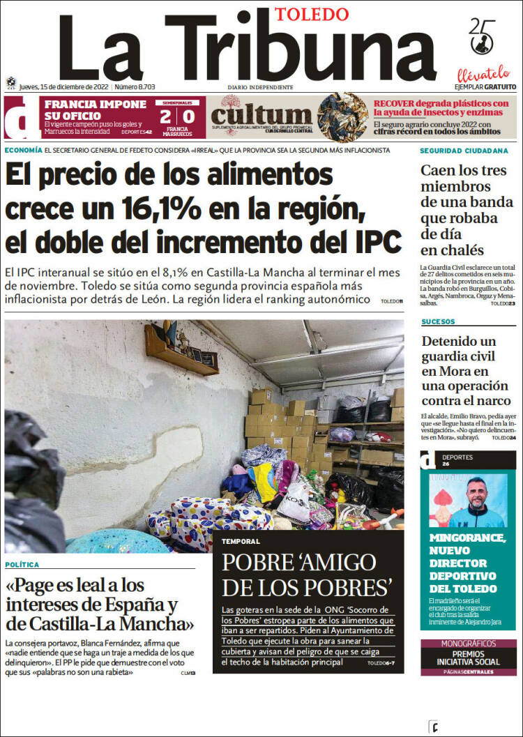 Portada de La Tribuna de Toledo (Espa&ntilde;a)