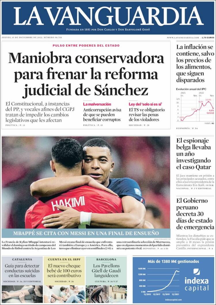 Periódico Vanguardia (España). de España. Edición jueves, 15 de diciembre de Kiosko.net