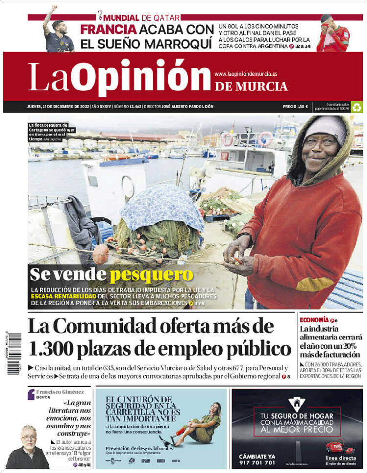 Portada de La Opinión de Murcia (Espa&ntilde;a)