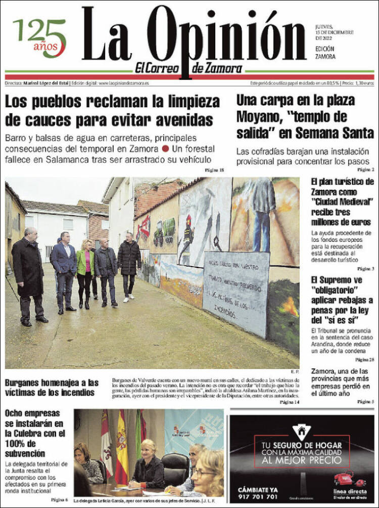 Portada de La Opinión - El Correo de Zamora (Espa&ntilde;a)