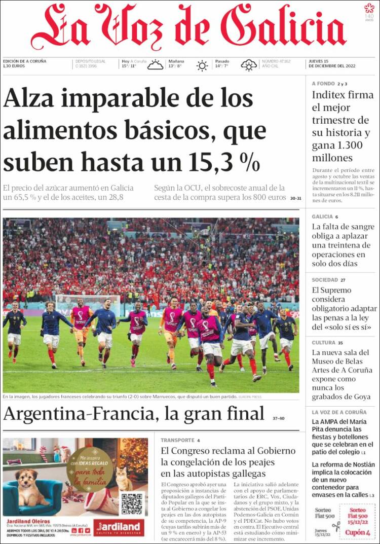 Portada de La Voz de Galicia (Espa&ntilde;a)