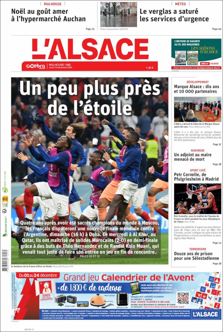 Portada de Journal L'Alsace (Francia)