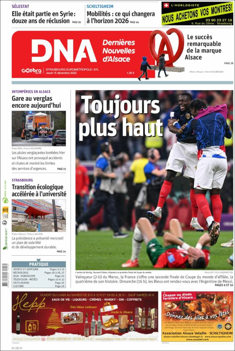 Portada de Les Dernières Nouvelles d'Alsace (Francia)