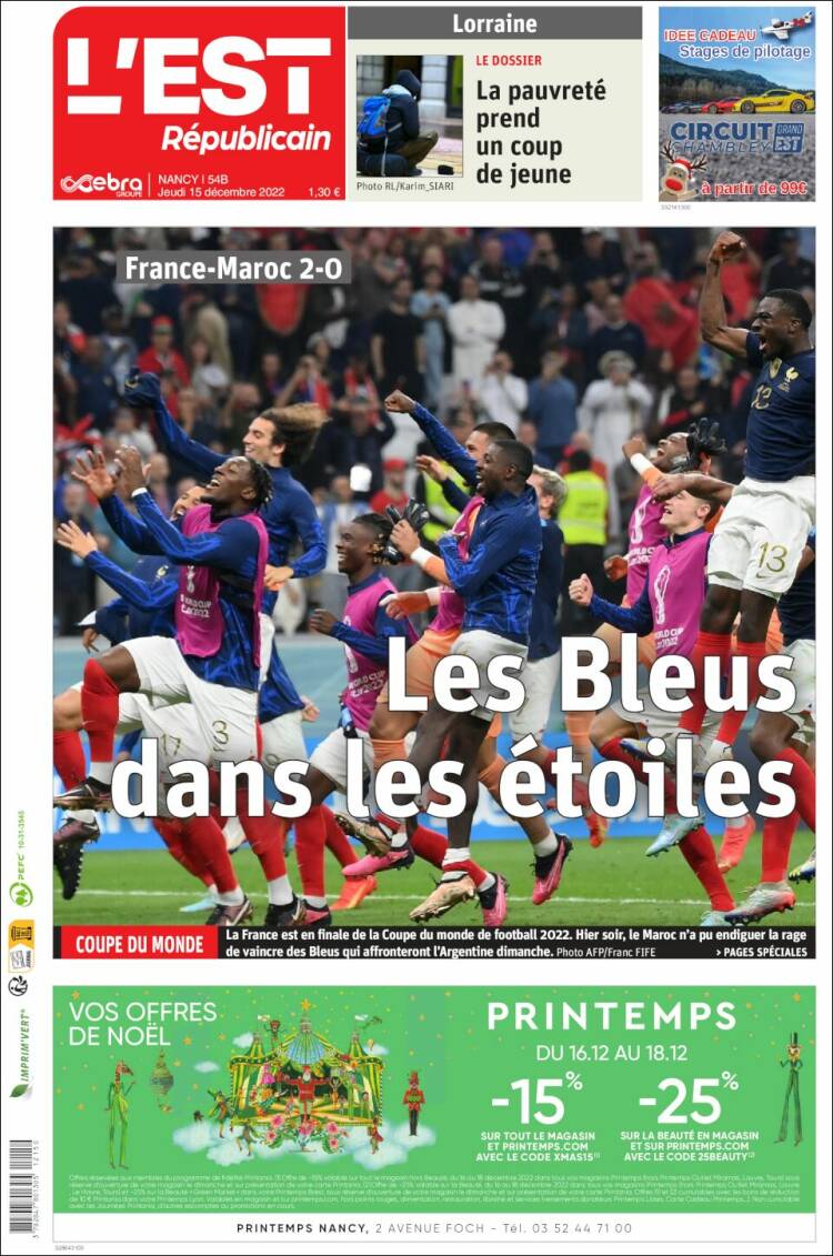 Portada de L'Est Republicain (Francia)