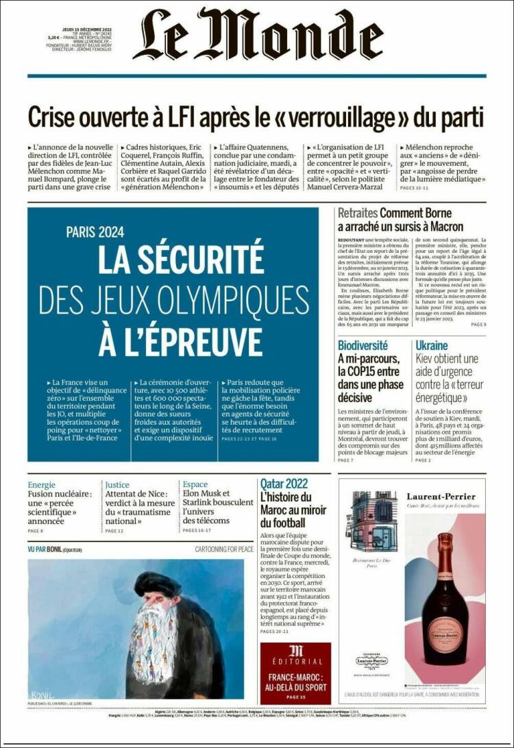 Portada de Le Monde (Francia)