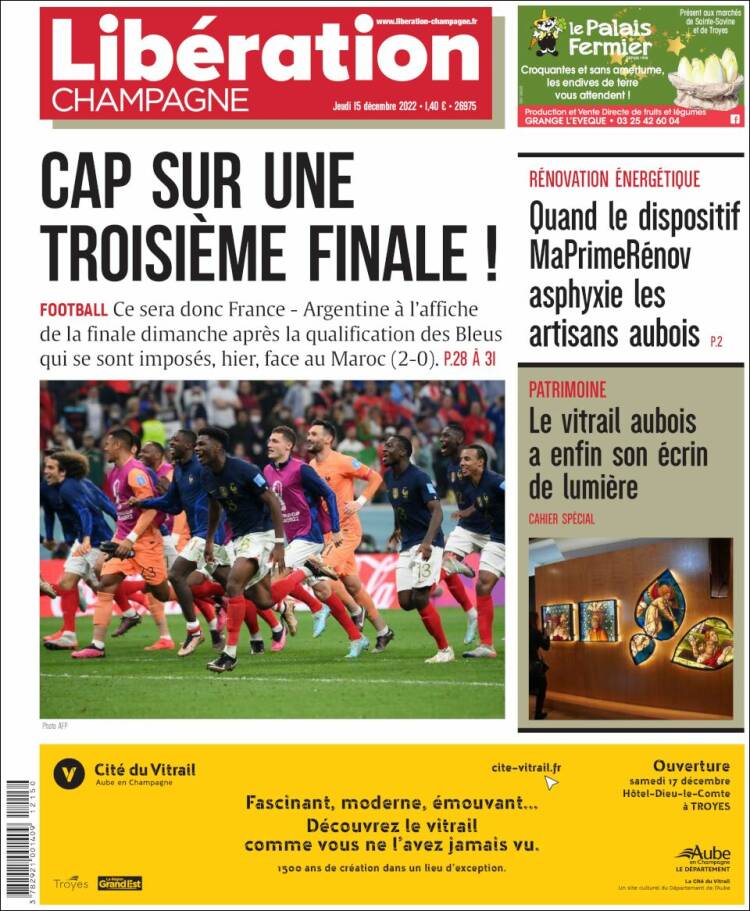 Portada de Libération Champagne (Francia)