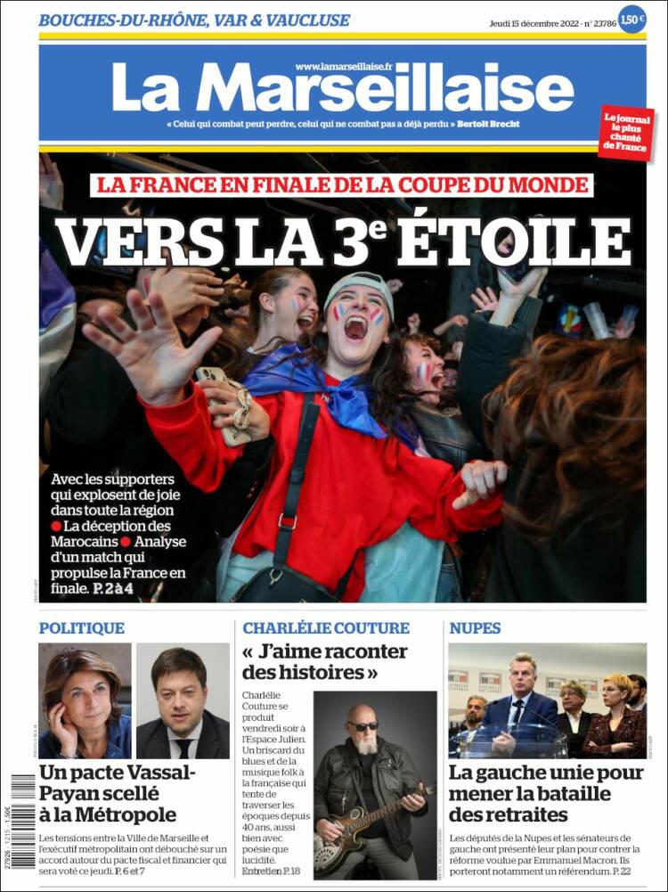 Portada de La Marseillaise (Francia)