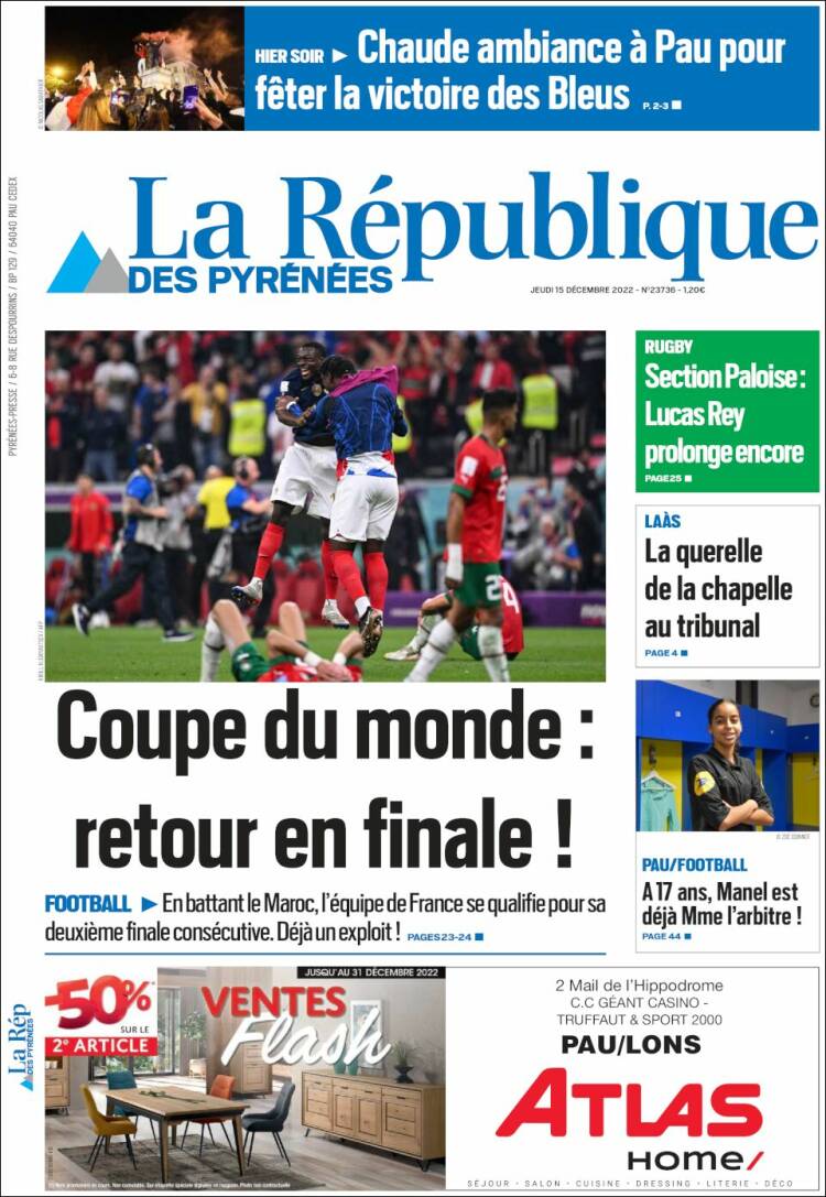 Portada de La République des Pyrénées (Francia)