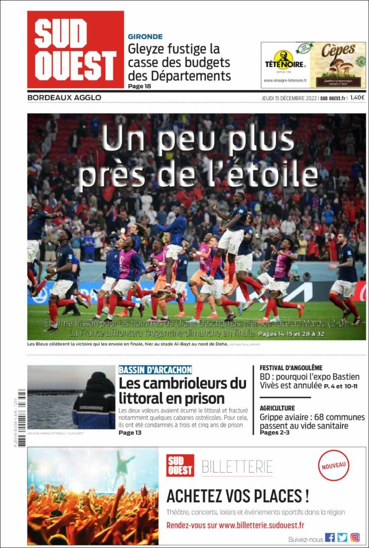 Portada de Sud Ouest (France)