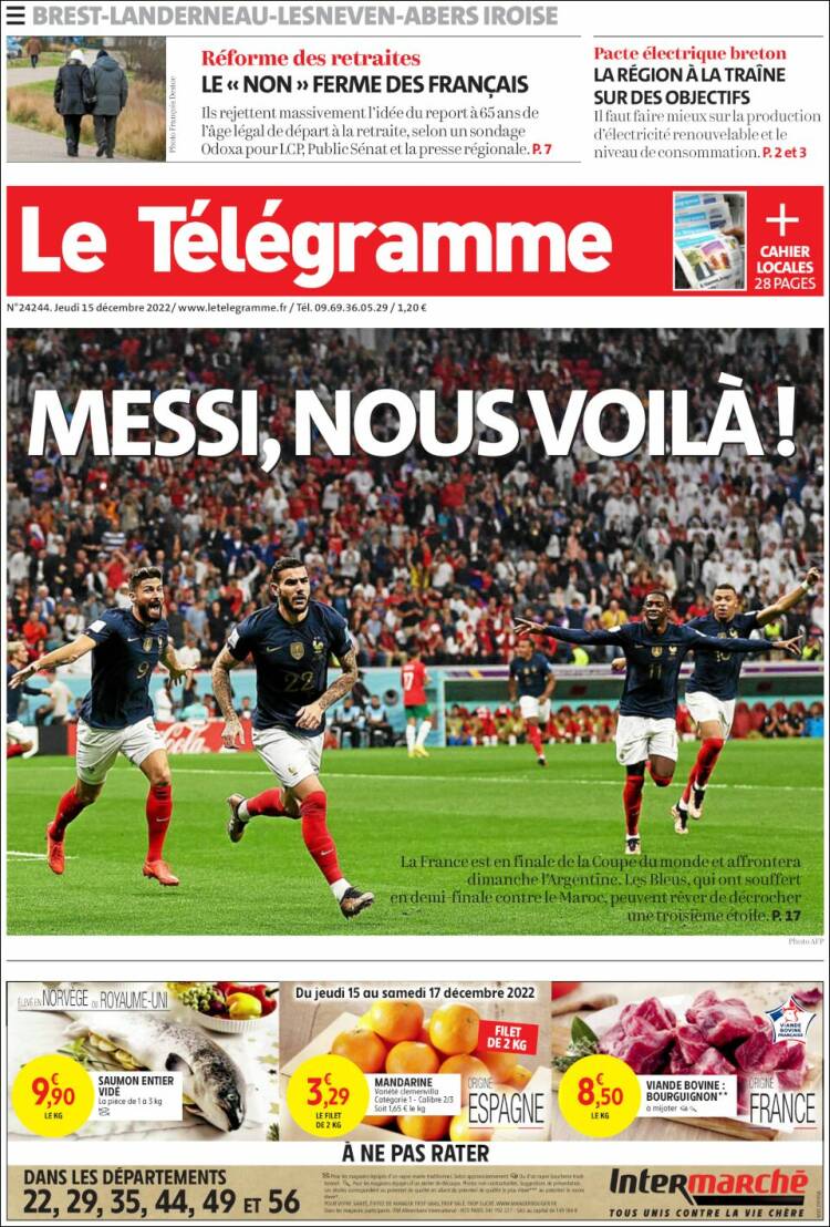 Portada de Télégramme (Francia)