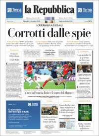 Portada de La Repubblica (Italia)