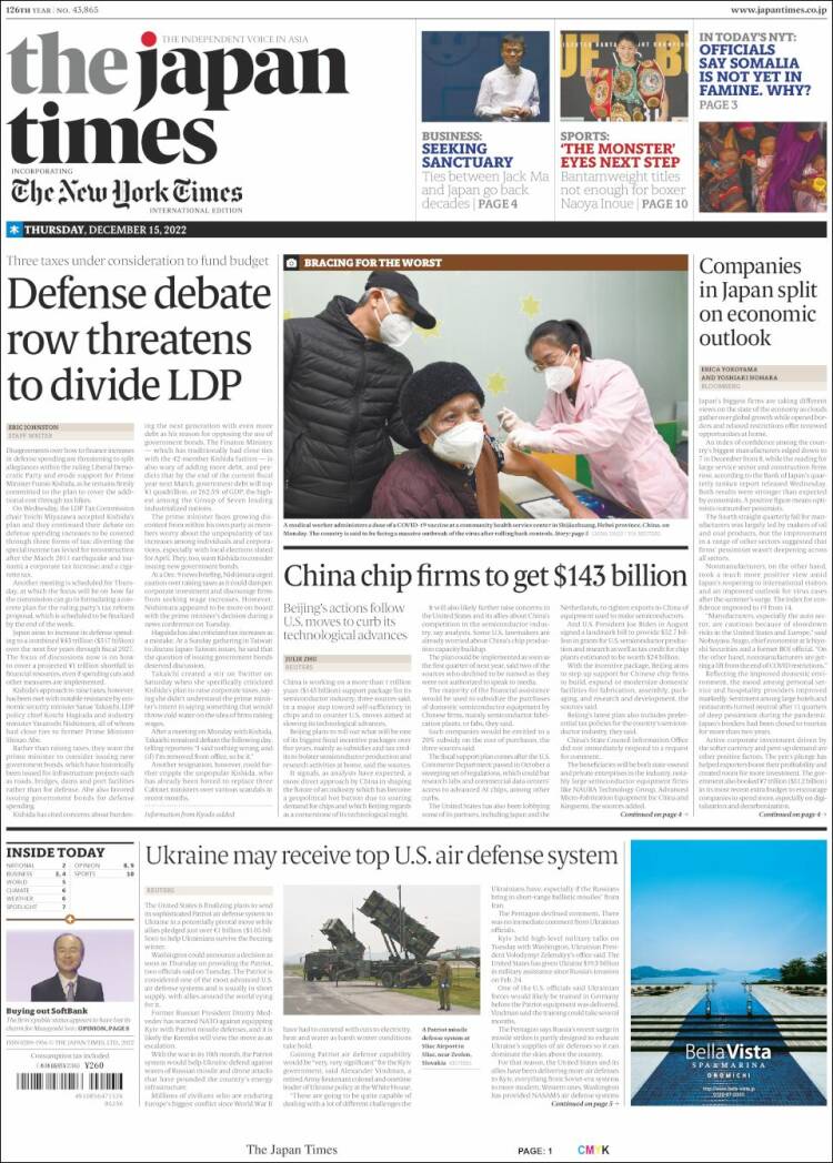 Portada de The Japan Times (Japon)