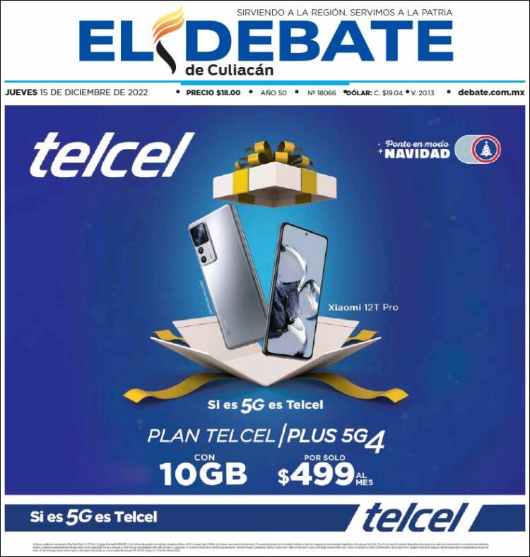 Portada de El Debate de Culiacán (Mexique)
