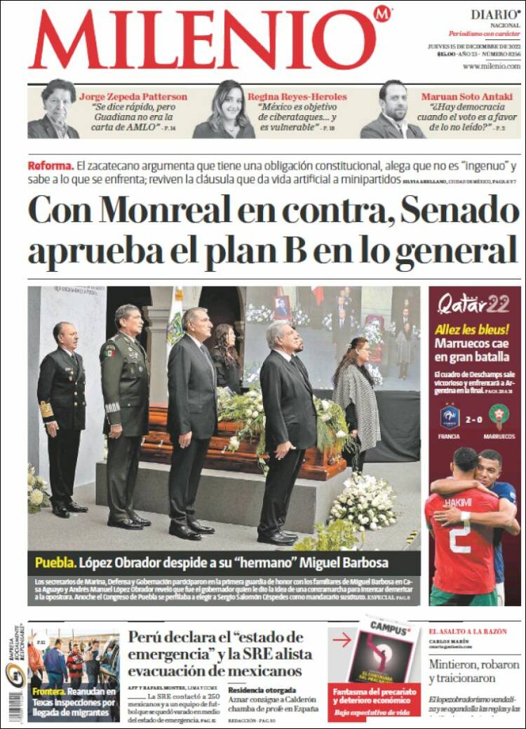 Portada de Milenio (Mexique)