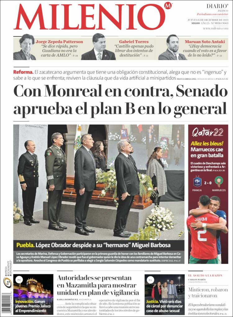 Portada de Milenio - Jalisco (M&eacute;xico)
