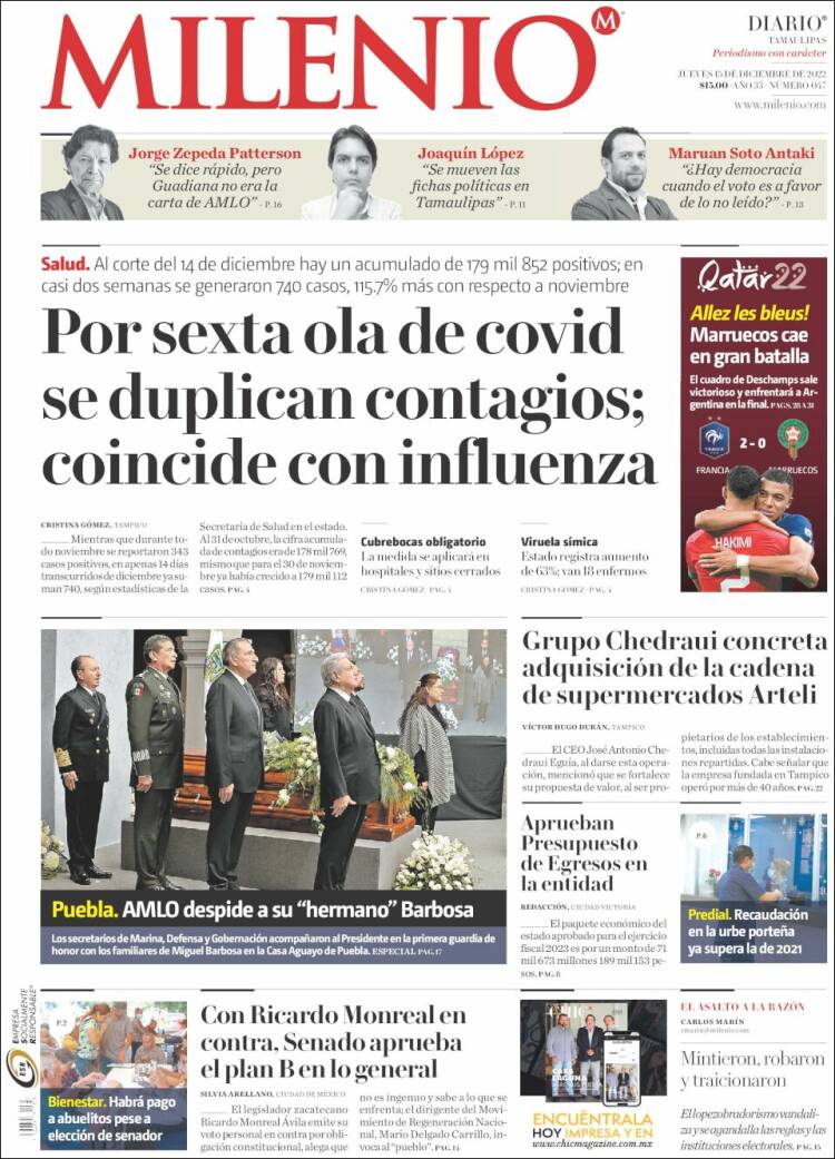 Portada de Milenio - Tamaulipas (M&eacute;xico)