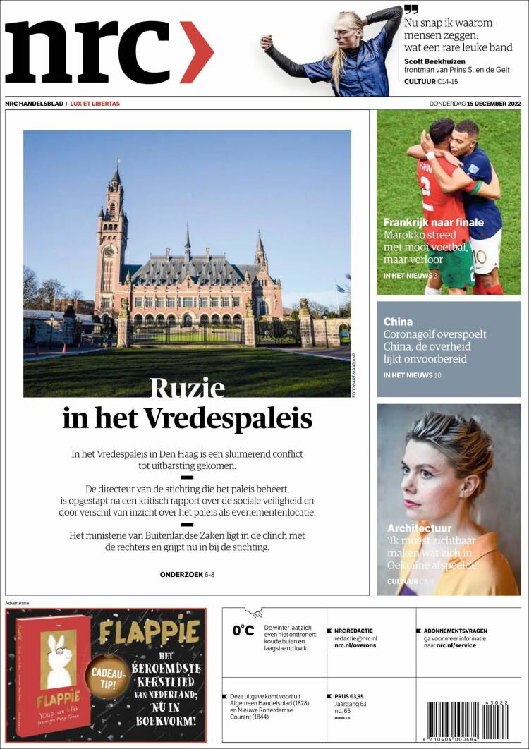 Portada de NRC Handelsblad (Pa&iacute;ses Bajos)