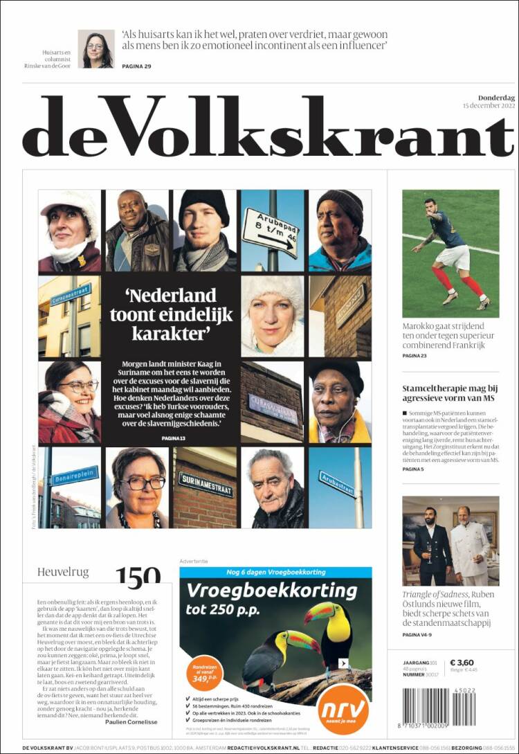 Portada de De Volkskrant (Pa&iacute;ses Bajos)