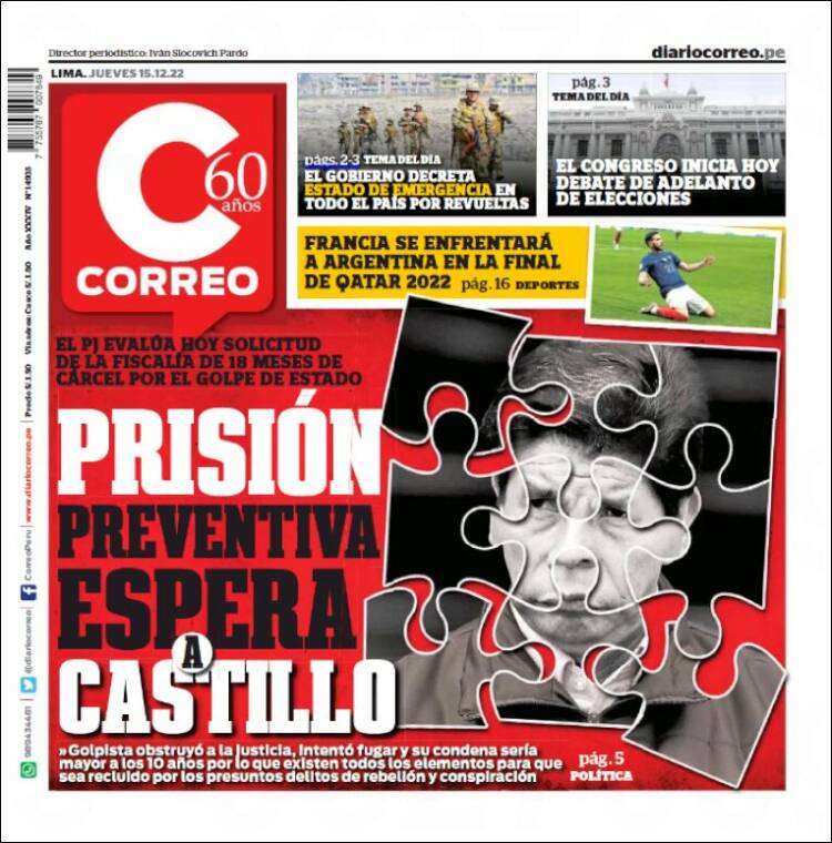 Portada de Diario Correo (P&eacute;rou)