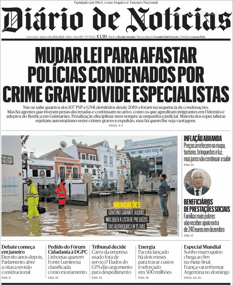 Portada de Diário de Noticias (Portugal)