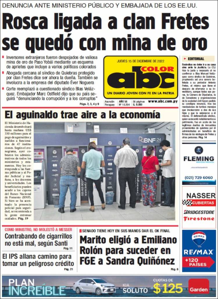 Portada de ABC Color (Paraguay)