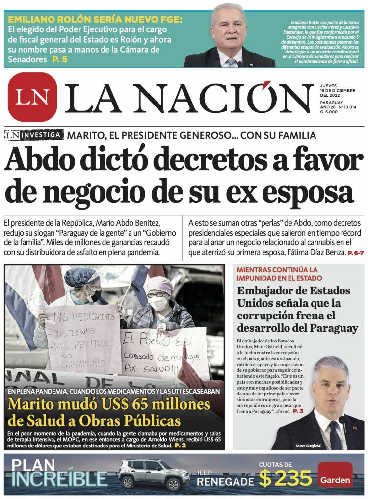 Portada de La Nación (Paraguay)