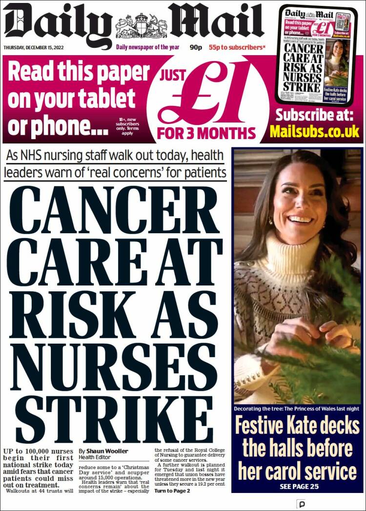 Portada de Daily Mail (Reino Unido)