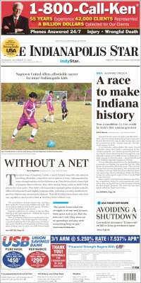 Portada de The Indianapolis Star (USA)