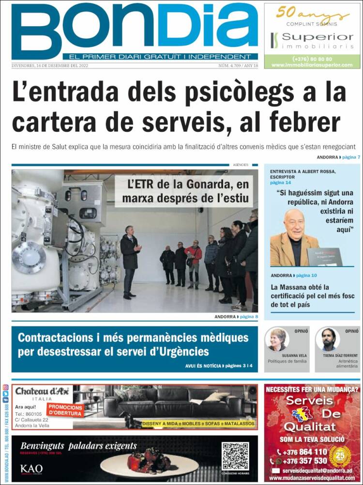 Portada de Diari Bondia (Andorra)