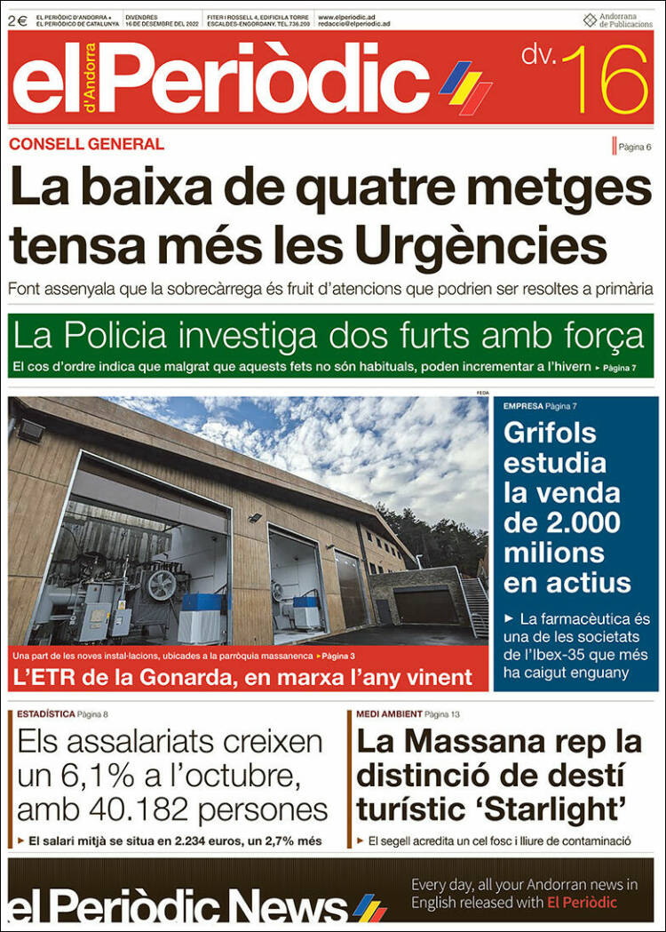 Portada de El Periòdic d'Andorra (Andorra)