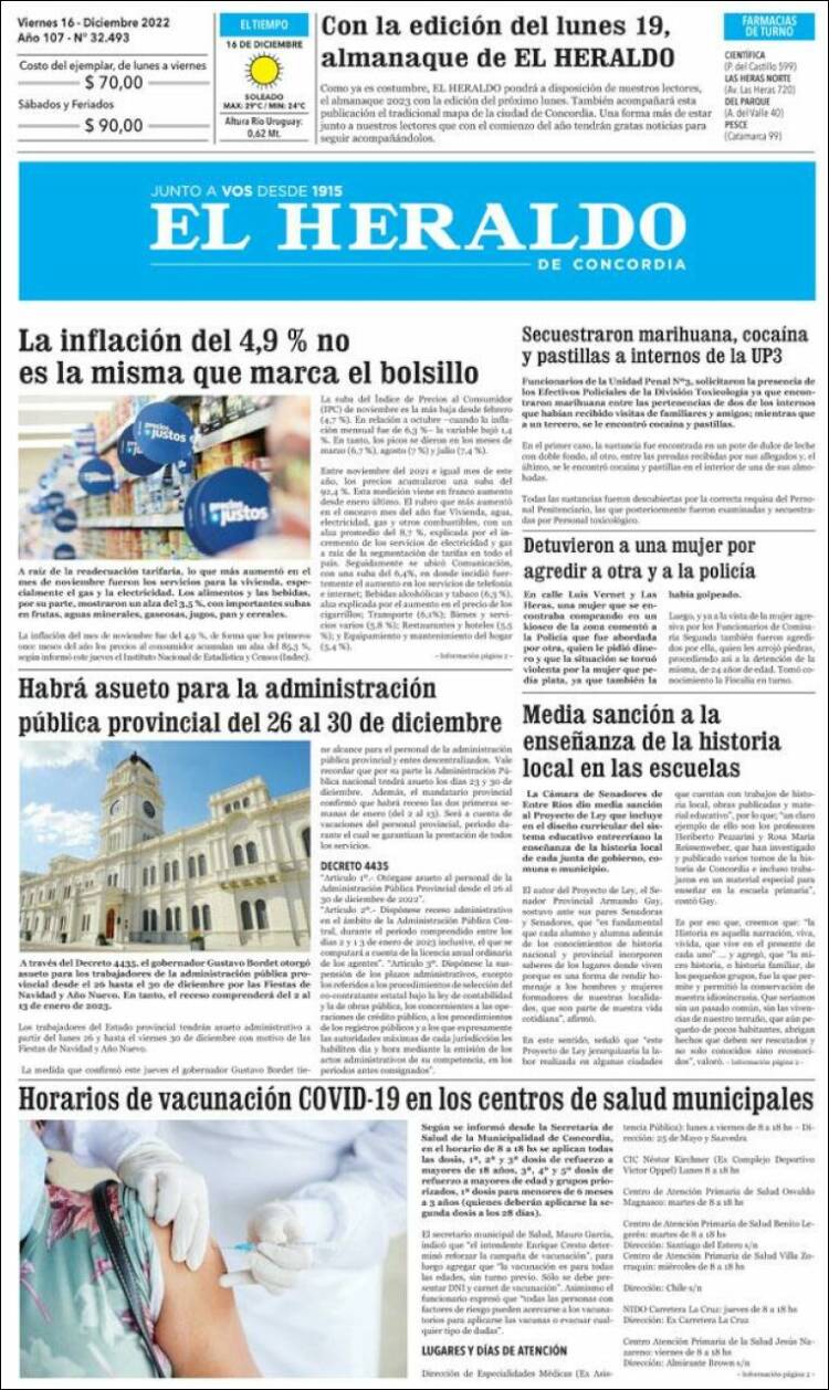 Portada de El Heraldo de Concordia (Argentina)