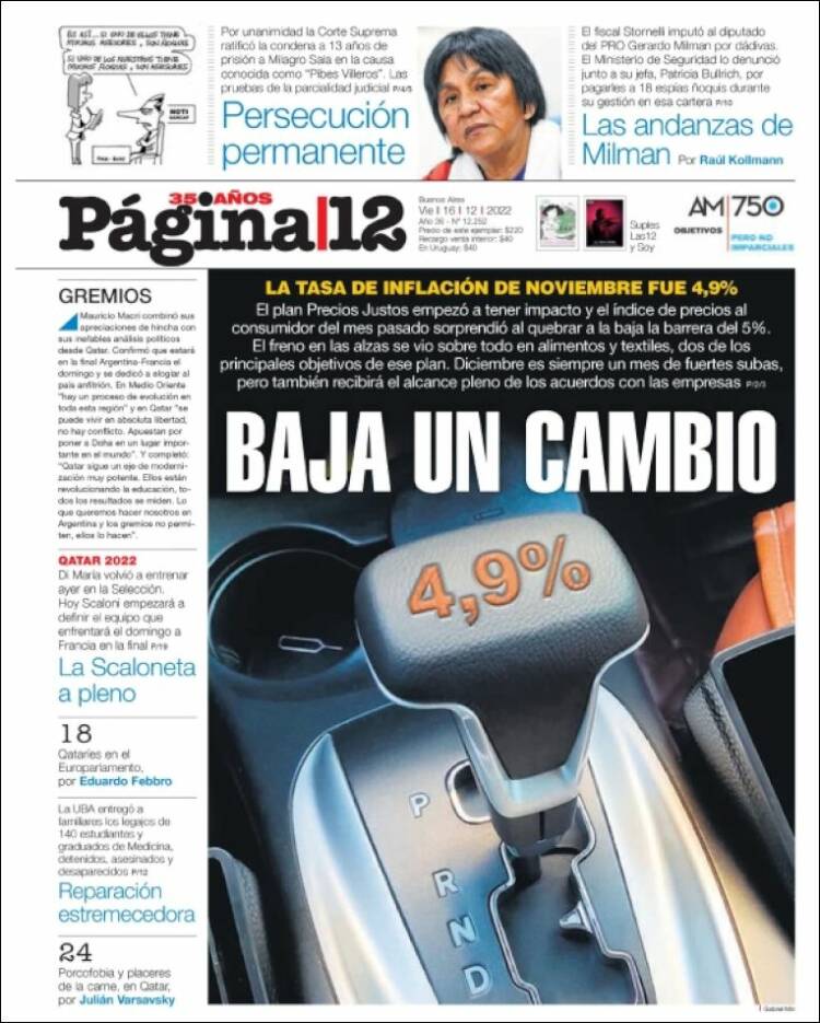 Portada de Página/12 (Argentina)