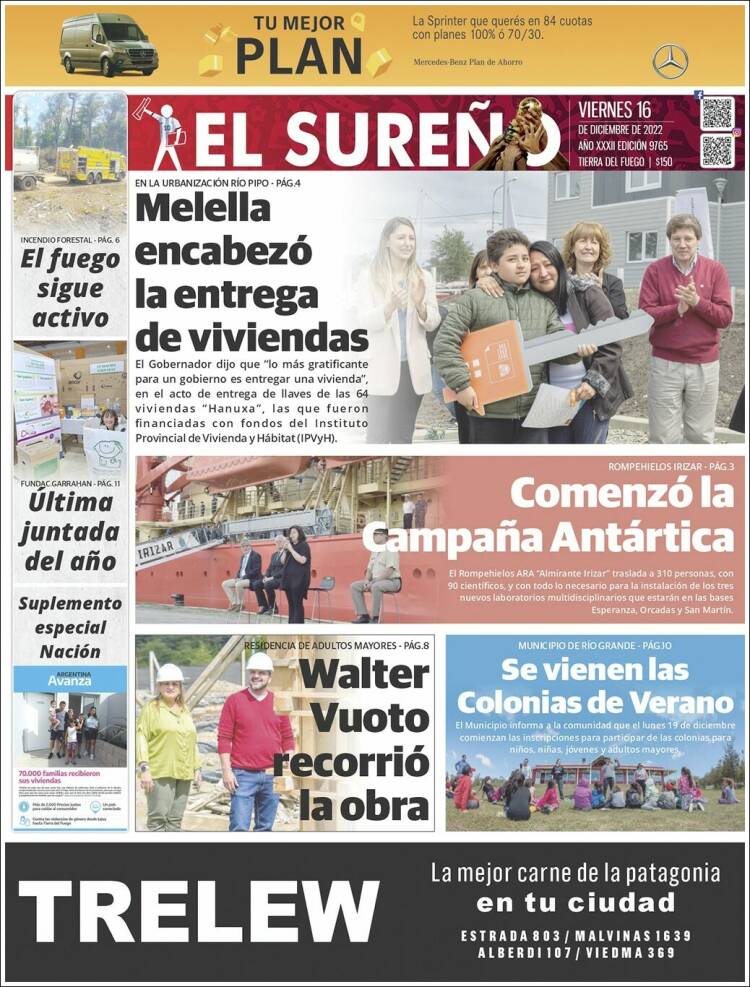 Portada de Diario El Sureño (Argentina)
