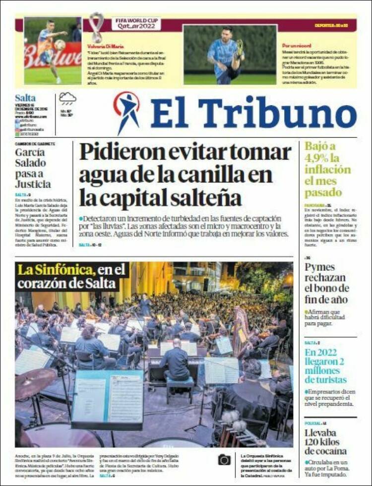 Portada de El Tribuno - Salta (Argentine)