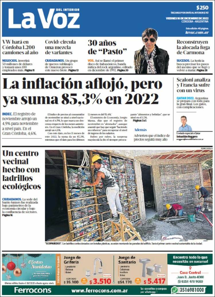 Portada de La Voz del Interior (Argentina)
